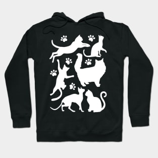 Pattern Of Cats And Paws Hoodie